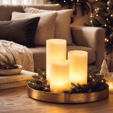 Image of Edit Pack of 3 LED Natural Wax Candle with Remote Control