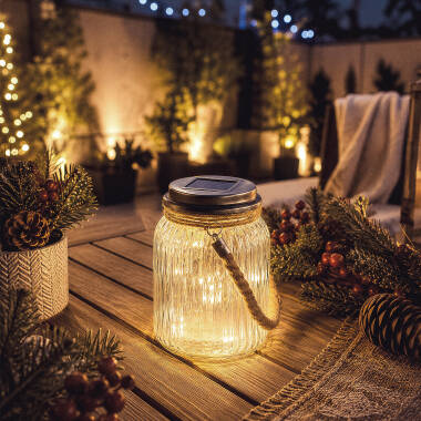 Image of Edit Solar LED Solar Glass Jar With Fairy Lights