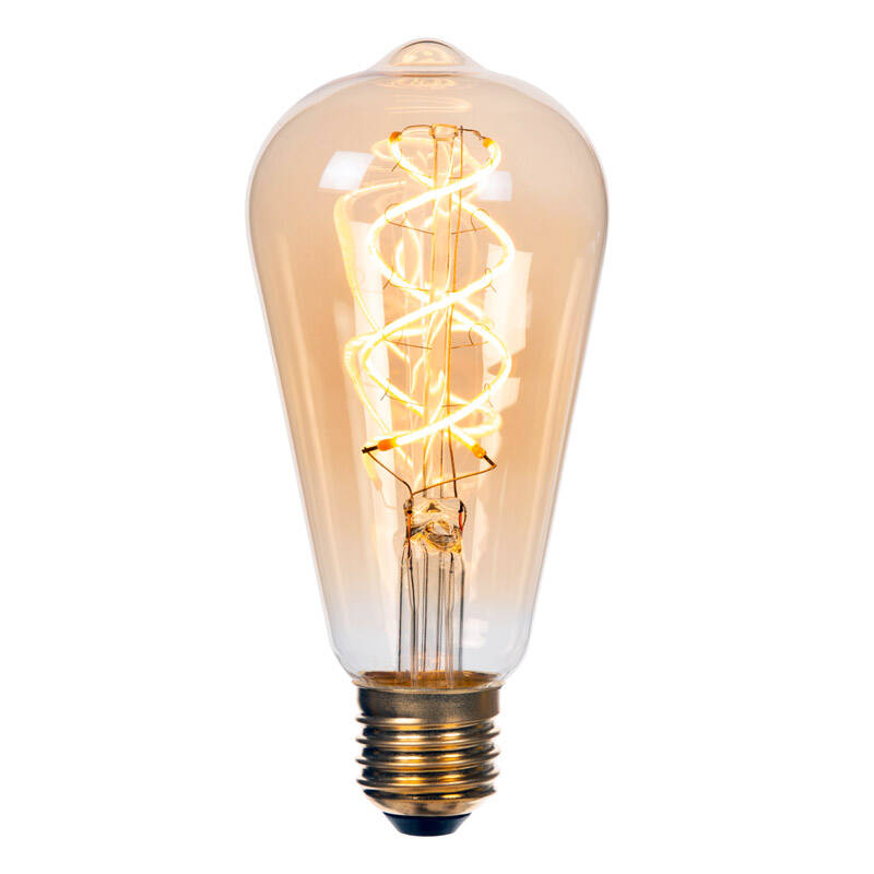 Image of Lucide 9W Dimmable LED Decorative Filament Squirrel Cage Amber Bulb - Screw Cap
