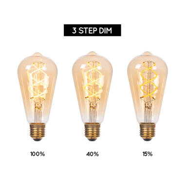 Image of Lucide 9W Dimmable LED Decorative Filament Squirrel Cage Amber Bulb - Screw Cap