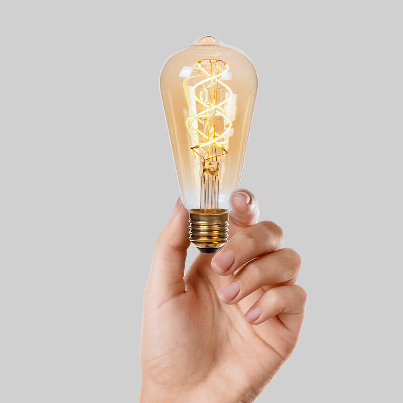 Image of Lucide 9W Dimmable LED Decorative Filament Squirrel Cage Amber Bulb - Screw Cap