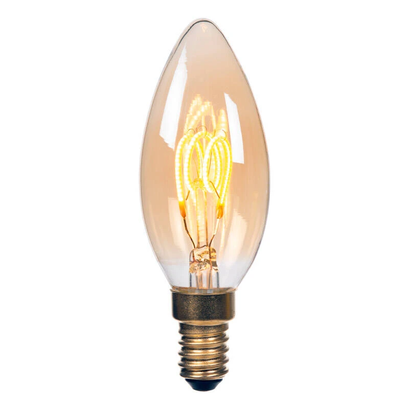 Image of Lucide 3W Dimmable LED Decorative Filament Amber Candle Bulb - Small Screw Cap