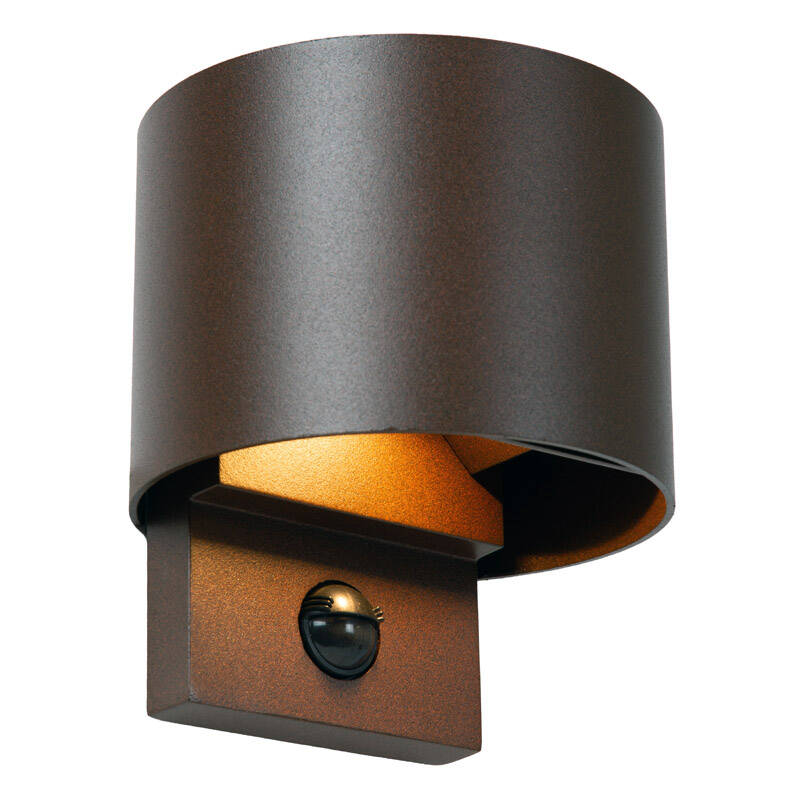 Image of Lucide Tadzio Round LED Outdoor Wall Light With PIR Sensor