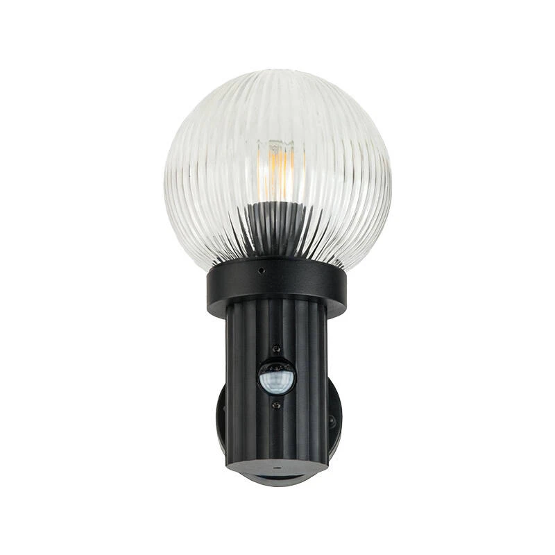 Image of Edit Fjord Outdoor Lantern Wall Light with Ridged Glass and PIR Sensor
