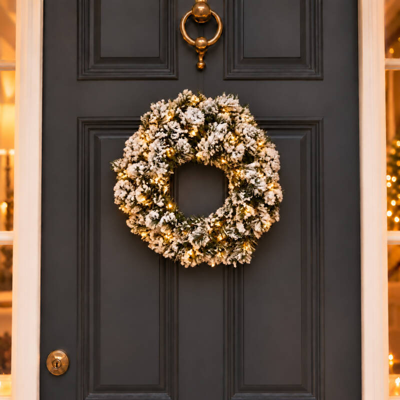 Image of Sirius Anton Snowy Battery Operated LED Outdoor Christmas Wreath