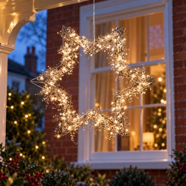 Konstsmide Christmas 60cm Very Warm White LED Star Wreath Decoration