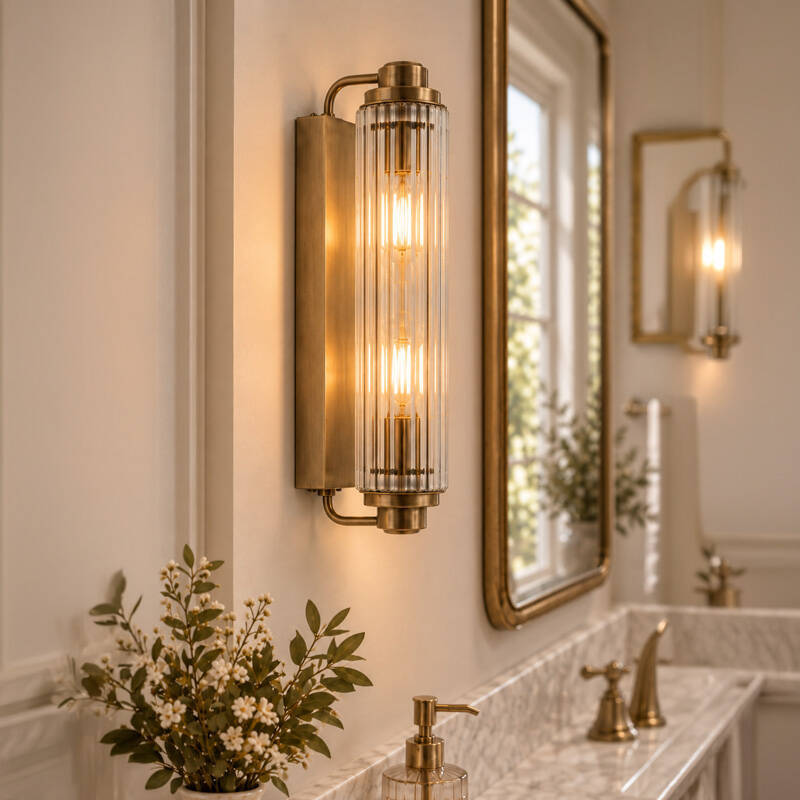 Image of Wisteria No.10 Ridged Glass Bathroom Wall Light