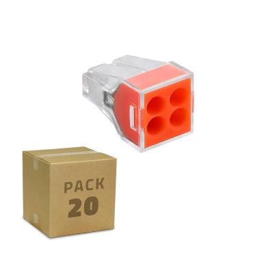 Pack 20 Quick Connectors 4 Inputs for Cable 0.75-2.5mm²