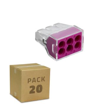 Pack 20 Quick Connectors 6 Inputs for Cable 0.75-2.5mm²