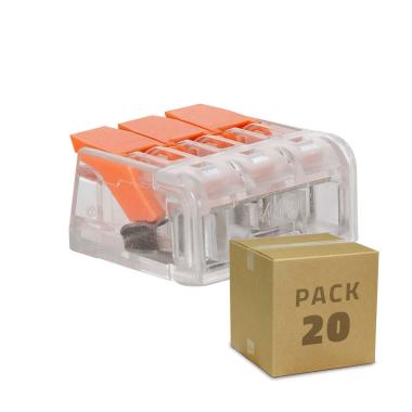 Pack 20 Quick Connectors 3 Inputs for Cable 0.08-4mm²