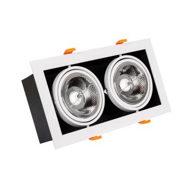 Rectangular Double Adjustable Downlight Kardan Cutout 325x165mm with two 30W AR111 LED Bulb