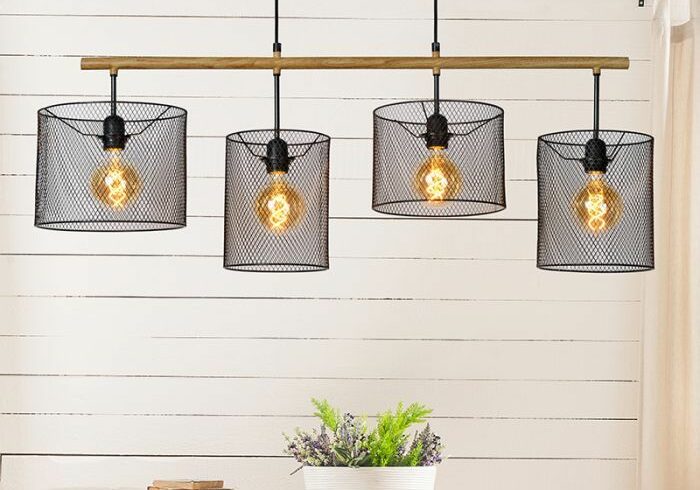 Lucide Baskett 4 Light Bar Ceiling Pendant - Black