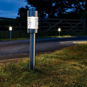 Martello Outdoor Solar LED Stake Light - Brushed Stainless Steel - Set of 4