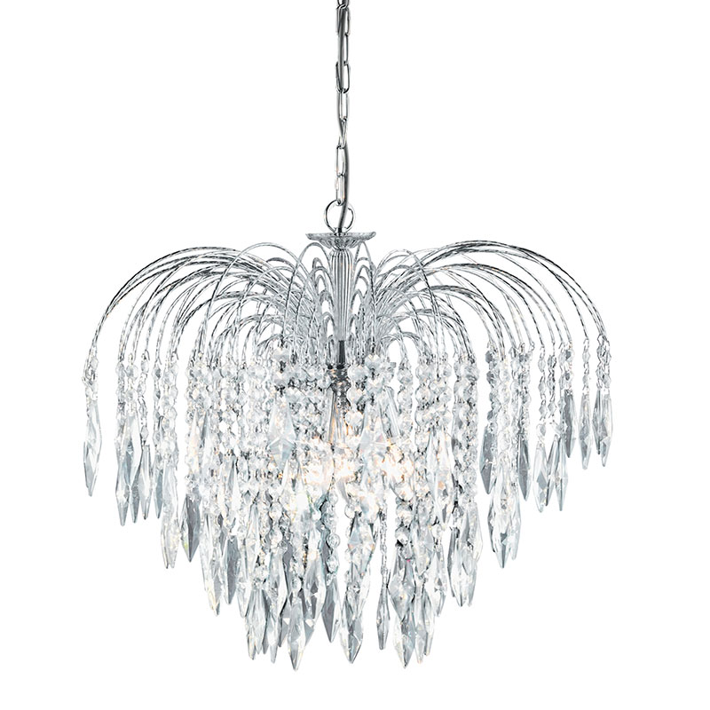 Searchlight Waterfall 5 Light Chandelier - Chrome