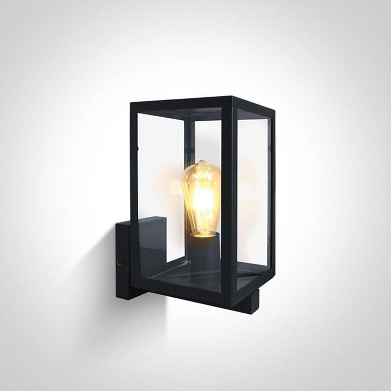 Cube Outdoor Lantern Wall Light - Black