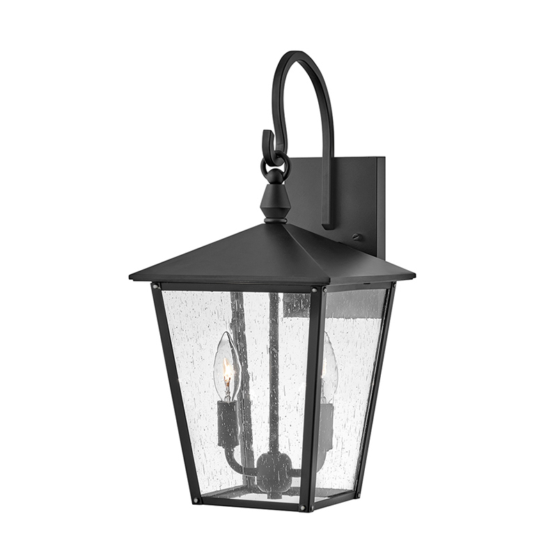 Hinkley Huntersfield 2 Light Medium Outdoor Wall Light - Black with Clear Seeded Glass