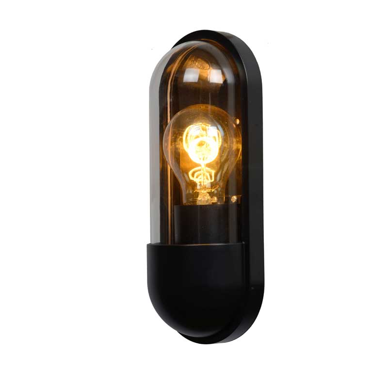 Lucide Capsule Half Lantern Outdoor Wall Light - Black