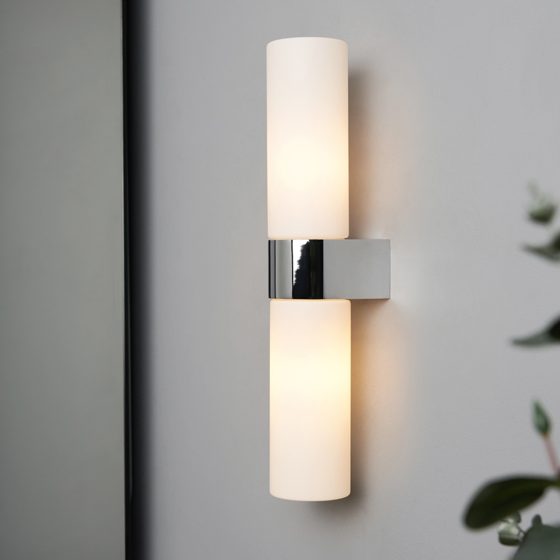 Forum Cuco Glass Twin Wall Light - Chrome