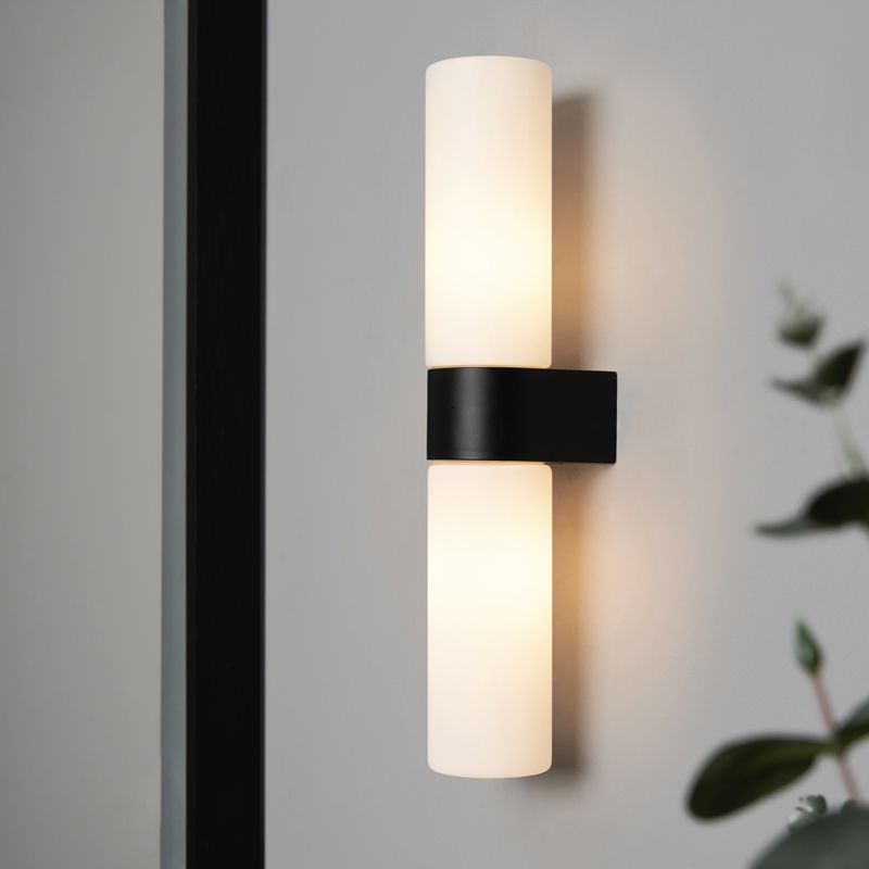 Forum Cuco Glass Twin Wall Light - Matt Black