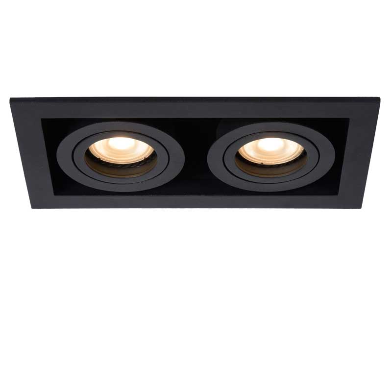 Lucide Chimney Square Adjustable Twin Downlight - Black