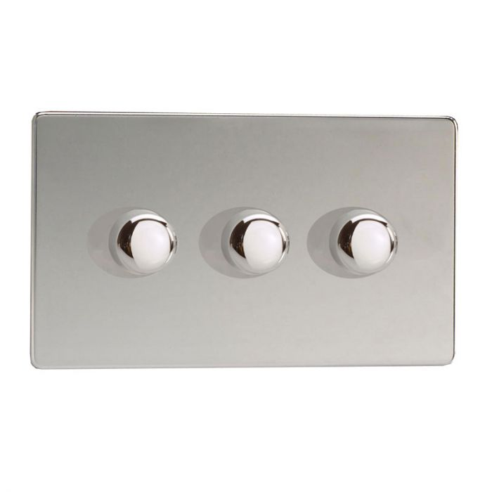 LED Compatible Dimmer 3 x 300W - Polished Chrome