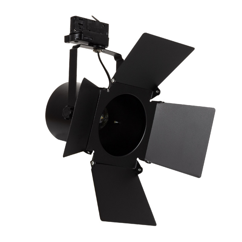 Three Circuit Cinema Track Light Lampholder for E27 PAR30 Bulbs - Black
