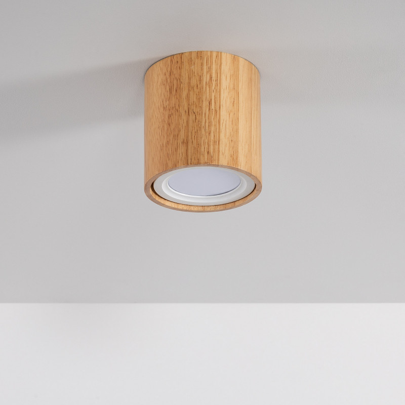 Edit Esben LED Wooden Flush Wall Light - Natural