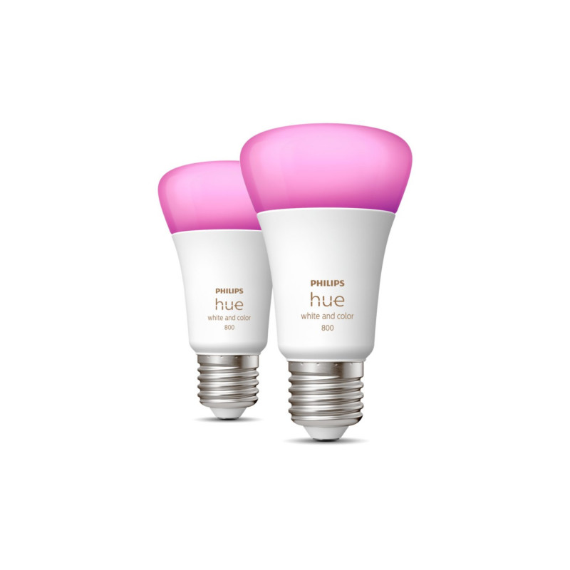 Pack of 2 PHILIPS Hue White 6.5W Selectable Colour RGBW Smart LED GLS Bulbs - Screw Cap